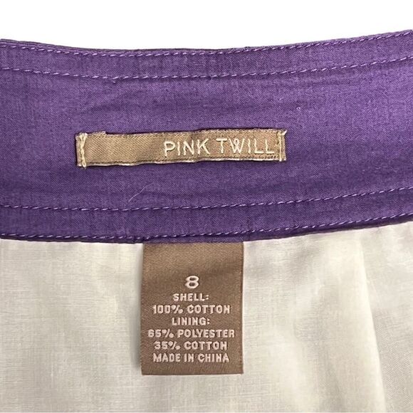 Dillard’s Pink Twill Purple Black White Tan Cotton Circle Skater Skirt Size 8 - Picture 5 of 9
